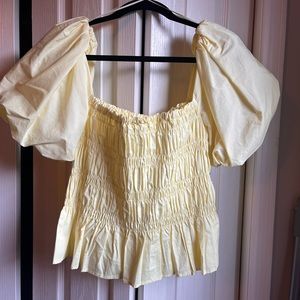 Astr Yellow Puff Sleeve Blouse